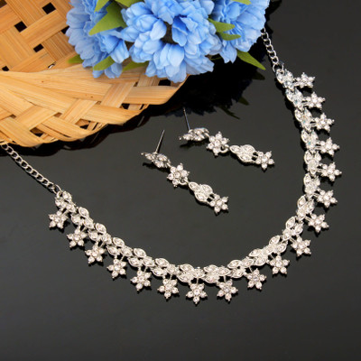 Atasi International Alloy Rhodium Silver, White Jewellery Set(Pack of 1)