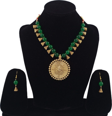 Darsha Collections Alloy Gold-plated Green Jewellery Set(Pack of 1)