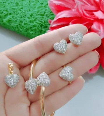 Krishna Creation Alloy Gold-plated White Jewellery Set(Pack of 1)
