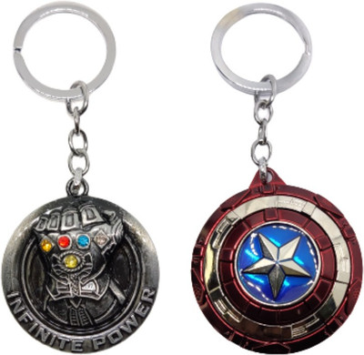 BIPS ENTERPRISES Marvel Avengers Thanos Gauntlet Sword And Captain America Shield Combo Metal Key Chain