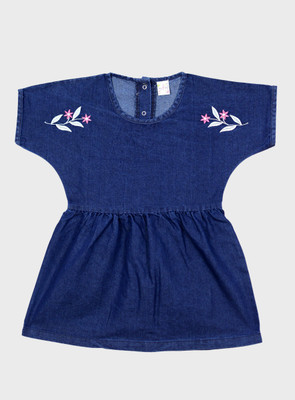 ME N MY Baby Girls Midi/Knee Length Casual Dress(Blue, Cap Sleeve)