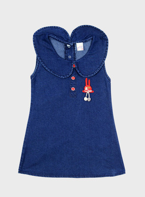 ME N MY Girls Midi/Knee Length Casual Dress(Blue, Sleeveless)