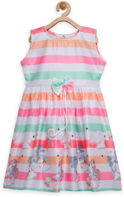 GOLDEN BOW Girls Midi/Knee Length Casual Dress(Pink, Sleeveless)