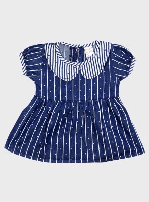 ME N MY Baby Girls Midi/Knee Length Casual Dress(Blue, Cap Sleeve)