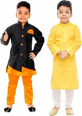 Covetus Boys Casual Kurta and Pyjama Set(Multicolor Pack of 2)