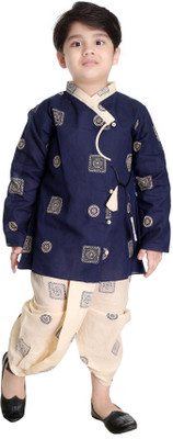 Smuktar garments Baby Boys Casual Dhoti & Kurta Set(Blue Pack of 1)