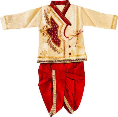 New Ekta Dresses Baby Boys Festive & Party Ethnic Jacket, Kurta and Dhoti Pant Set(Beige Pack of 1)
