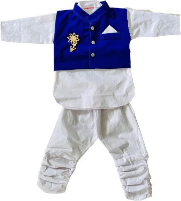 New Ekta Dresses Baby Boys Festive & Party Kurta, Waistcoat and Pyjama Set(White Pack of 1)