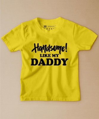 BE AWARA Boys & Girls Typography Pure Cotton T Shirt(Yellow, Pack of 1)