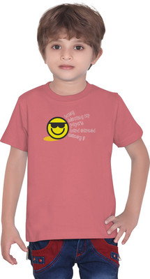 TANTRA Boys Printed Cotton Blend Regular T Shirt(Pink, Pack of 1)