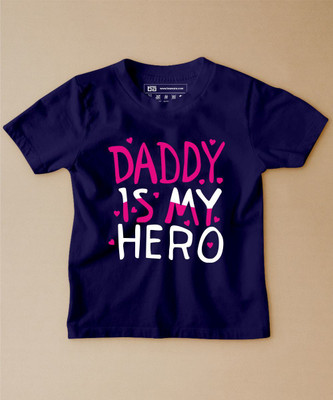 BE AWARA Boys & Girls Typography Pure Cotton Regular T Shirt(Dark Blue, Pack of 1)