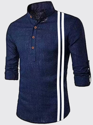 DIMMY Men Solid A-line Kurta(Blue)