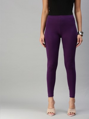 De Moza Ankle Length  Ethnic Wear Legging(Purple, Solid)