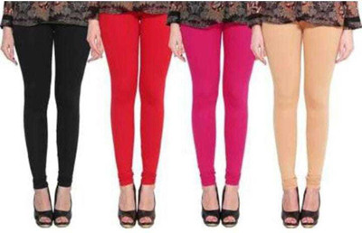 F A T A H Churidar  Ethnic Wear Legging(Red, Solid)
