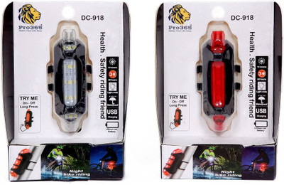 PRO365 Bicycle LED USB Rechargeable Head and tail Light combo LED Front Rear Light Combo(Red, White)