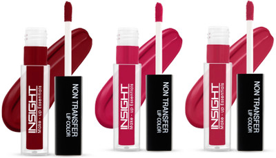 Insight Non Transfer Waterproof Liquid Lip Color (LG40-03,05,07) Pack of 3(03,05,07, 12 ml)