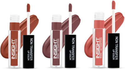 Insight Non Transfer Waterproof Liquid Lip Color (-28,29,30) Pack of 3(28,29,30, 12 ml)