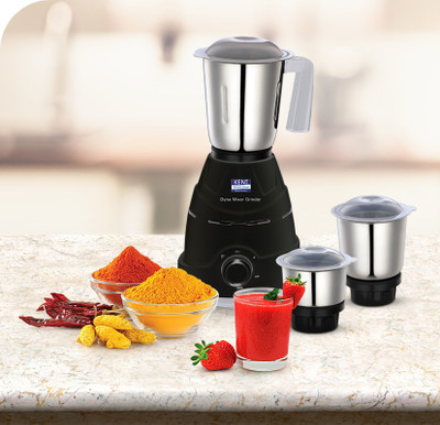 KENT Dyna 500 Mixer Grinder (3 Jars, Black)