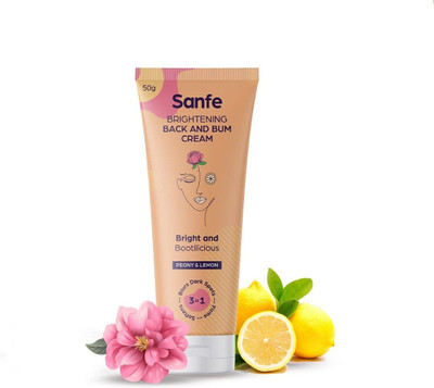 Sanfe Brightening Back and Bum Cream 50g - for uneven, dark and patchy bum and back - Natural Peony, Licorice and Lemon extracts with Vitamin E(50 g)