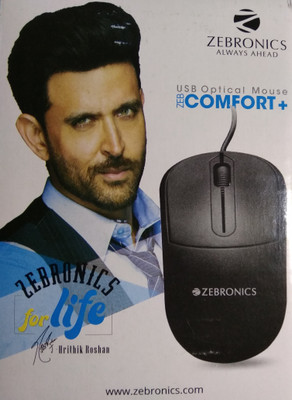 ZEBRONICS COMFORT-PLUS Wired Ambidextrous Optical  Gaming Mouse(USB 2.0, USB 3.0, Black)