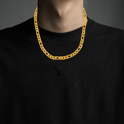 Admier gold plated oval interlinked heavy 20 inch/100 grms stylish chain necklace Gold-plated Plated Brass Chain