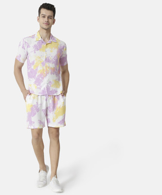 CAMPUS SUTRA Men Solid Multicolor Top & Shorts Set