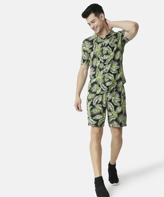 CAMPUS SUTRA Men Printed Green Top & Shorts Set