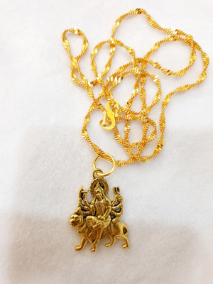 konnexion Gold Plated Chain With Durga Maa Pandent Gold-plated Brass Pendant