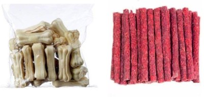 Pet N Perry Combo Pack Of Red Munchy & 4 Inch White Bone 500-500Gm Mutton Dog Chew(1 kg, Pack of 1)