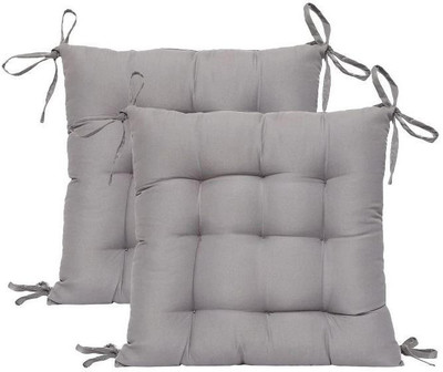 Manrabond Microfibre Solid Chair Pad Pack of 2(Grey)