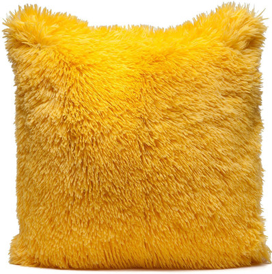 PICKKART Polyester Fibre Solid Cushion Pack of 1(Yellow)