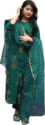 Radhe Fabric Floral Print Kurta, Trouser/Pant & Dupatta Set