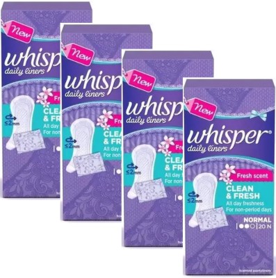 Whisper Daily liner clean & fresh 20+20+20+20 pics Pantyliner Pantyliner  (Pack of 4)