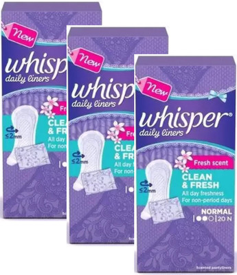Whisper Daily liner clean & fresh 20+20+20 pics Pantyliner Pantyliner (Pack of 3)