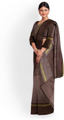 Guru Alankar Printed Daily Wear Georgette Saree(Brown)