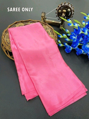Hari Om Solid/Plain Bollywood Pure Silk, Satin Saree(Pink)