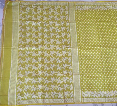 Bhadra Shopping Store Printed Jamdani Cotton Silk Saree(Light Green)