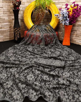 BRAHMANI TEXTILE Embellished Bollywood Net Saree(Grey)