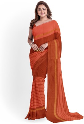 Suntex Printed Daily Wear Cotton Silk Saree(Orange)