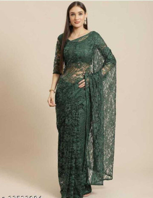 BRAHMANI TEXTILE Self Design Bollywood Net Saree(Green)