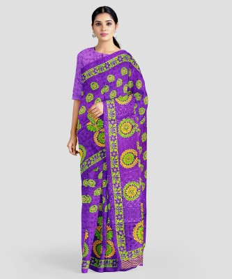 Pbs Prints Floral Print Bollywood Jacquard, Crepe Saree(Purple)