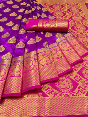 Kesari King Woven Banarasi Nylon Saree(Purple)