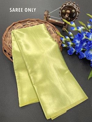 Hari Om Solid/Plain Bollywood Pure Silk, Satin Saree(Light Green)