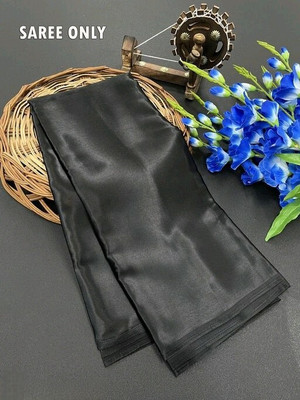 Hari Om Solid/Plain Daily Wear Pure Silk, Satin Saree(Black)