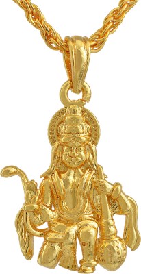 MissMister Gold Plated Brass, Ram Bhakt Hanuman Bajrang Bali Pendant Hindu God, Men Women Gold-plated Brass Pendant