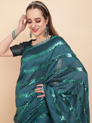 Sangria Embellished Bollywood Georgette Saree(Black)