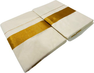 Kjs Solid/Plain Bollywood Pure Cotton Saree(Multicolor)