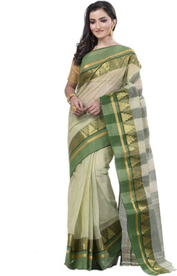 Ruuprekha Printed Tant Pure Cotton Saree(Grey)