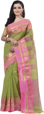 Ruuprekha Printed Tant Pure Cotton Saree(Light Green)