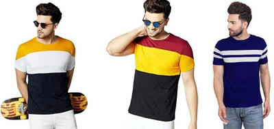 ATTITUDE START OF FASHION Striped Men Round Neck Multicolor T-Shirt